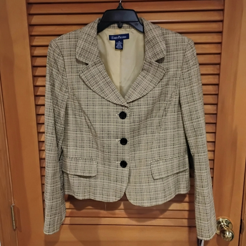 NWT Evan Picone Wicker* Cotton Checkered Blazer 12 Firm Price